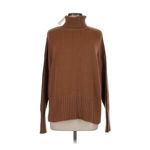 NWT ANR Alp N Rock Funnel Turtle Neck Brown Cotton Fisherman Sweater M